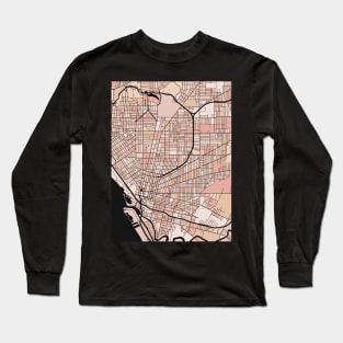 Buffalo Map Pattern in Soft Pink Pastels Long Sleeve T-Shirt